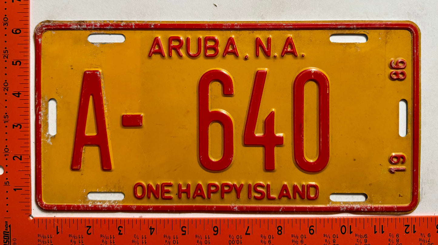 1986 Aruba #A-640 Passenger License Plate
