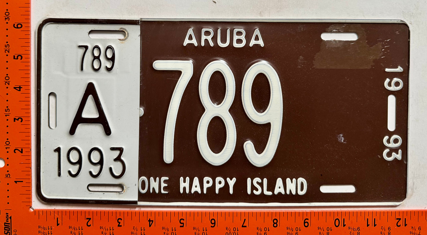 1993 Aruba #A-789 Passenger License Plate