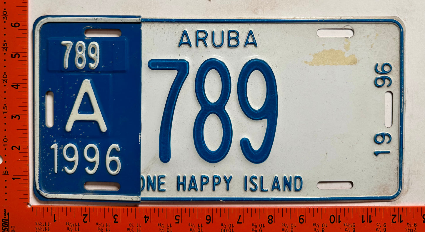 1996 Aruba #A-789 Passenger License Plate