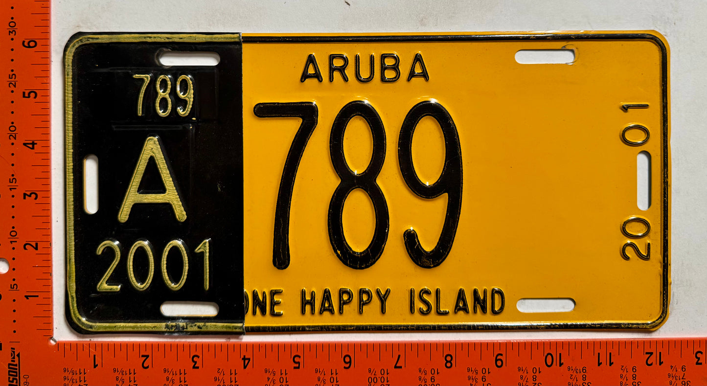 2001 Aruba #A-789 Passenger License Plate