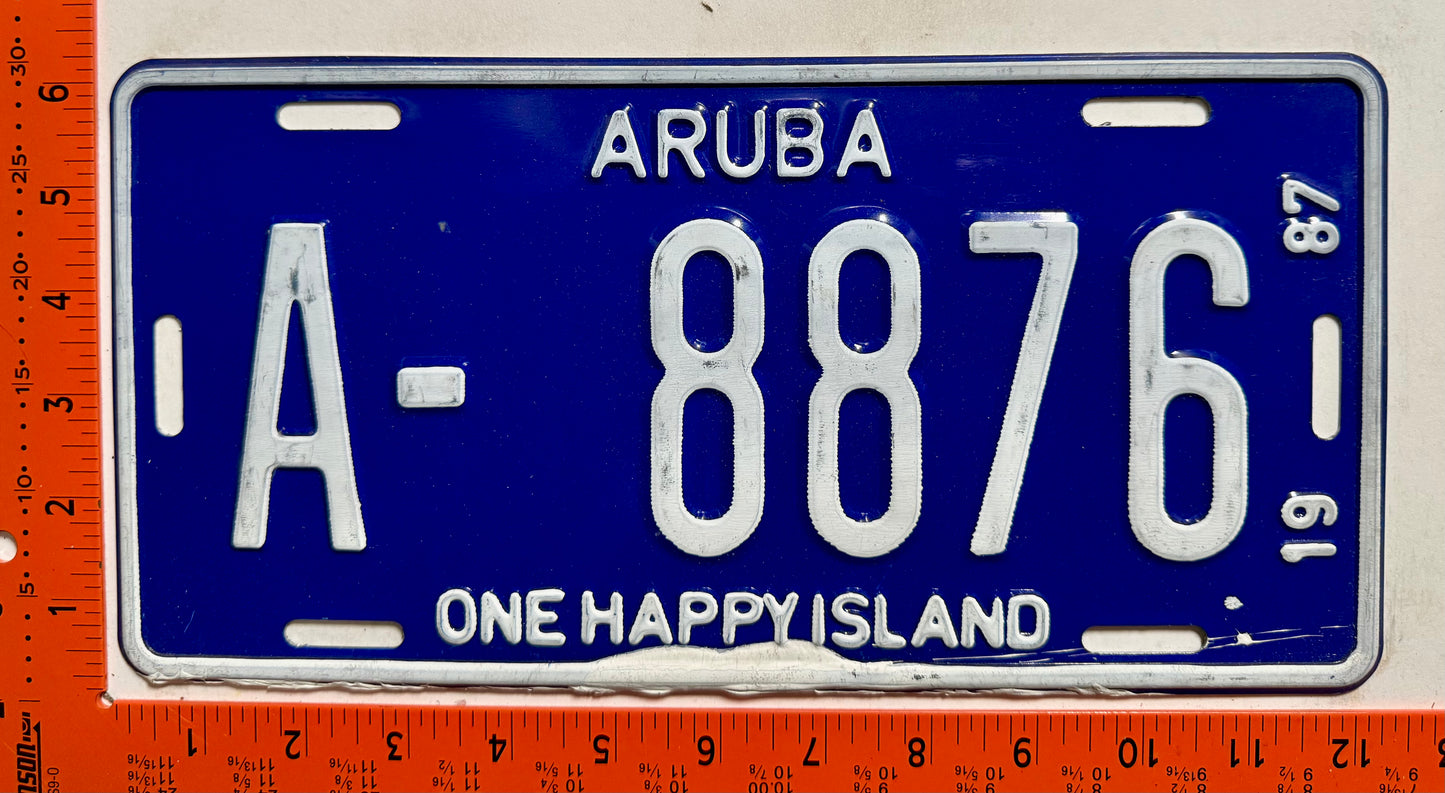 1987 Aruba #A-8876 Passenger License Plate