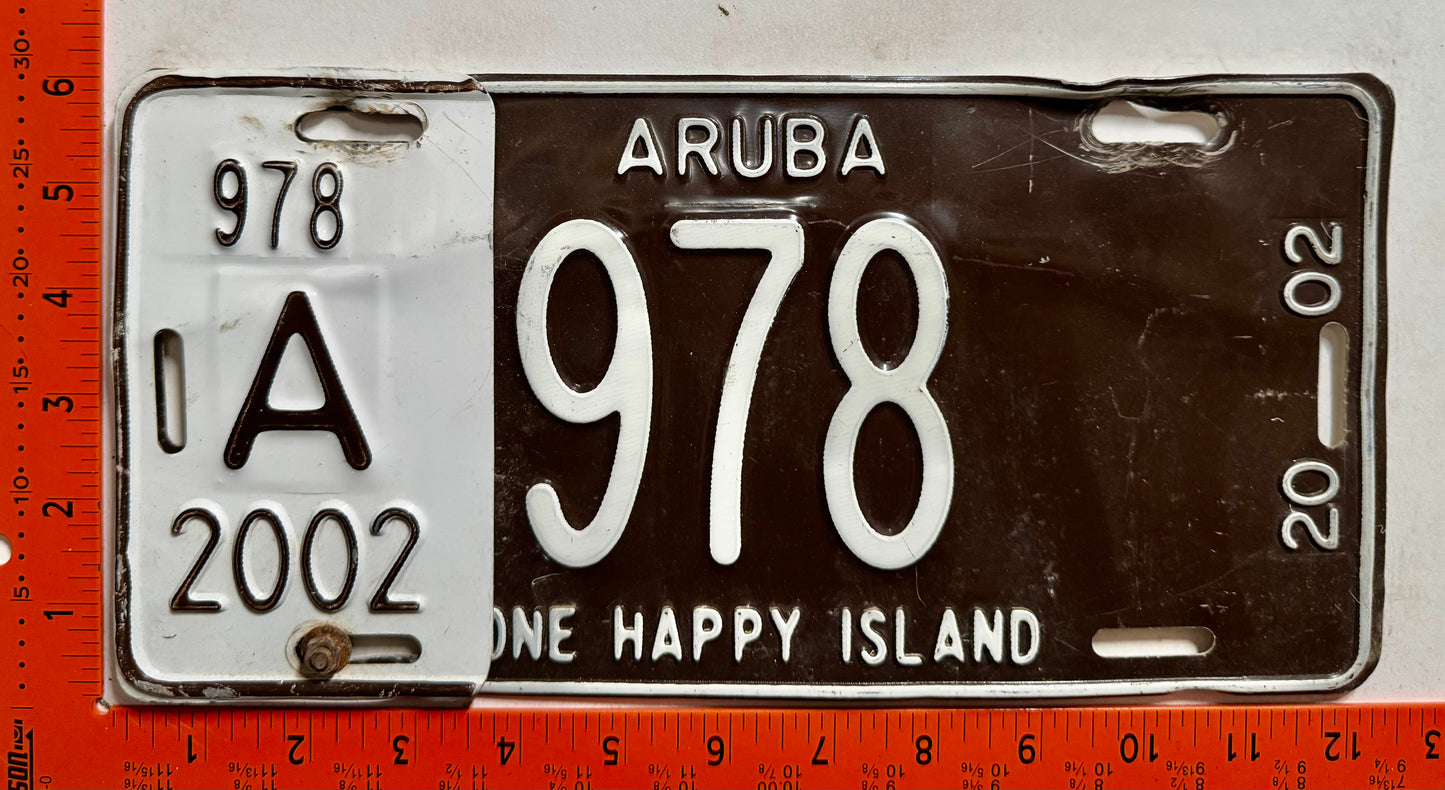 2002 Aruba #A-978 Passenger License Plate