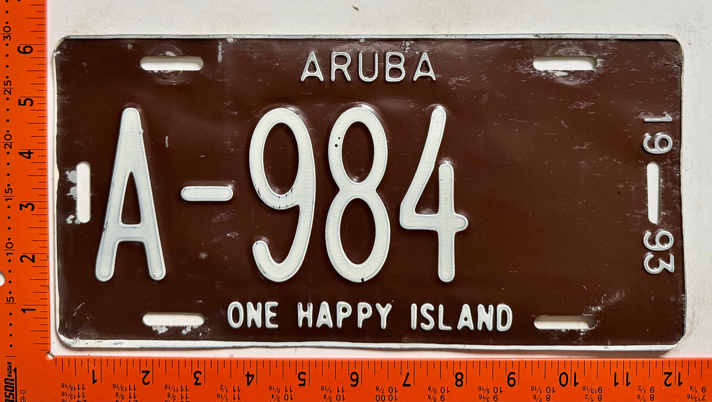 1993 Aruba #A-984 Passenger License Plate