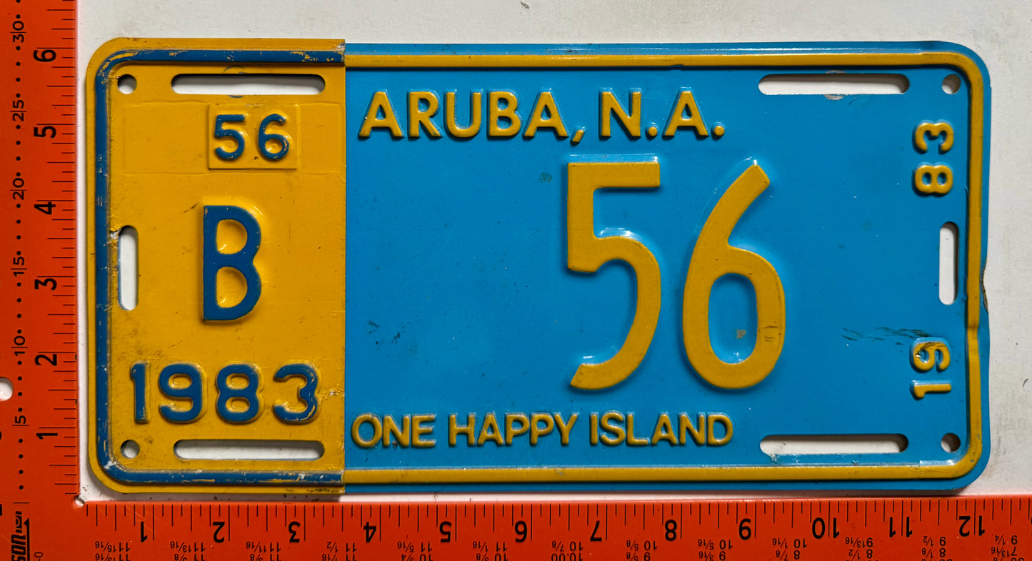 1983 Aruba #B-56 Bus License Plate