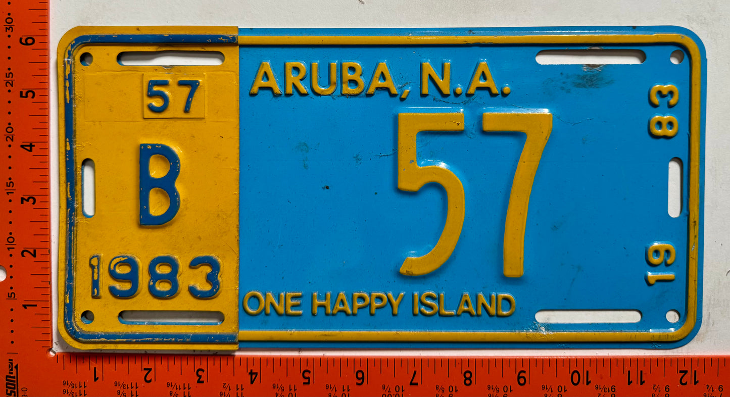 1983 Aruba #B-57 Bus License Plate
