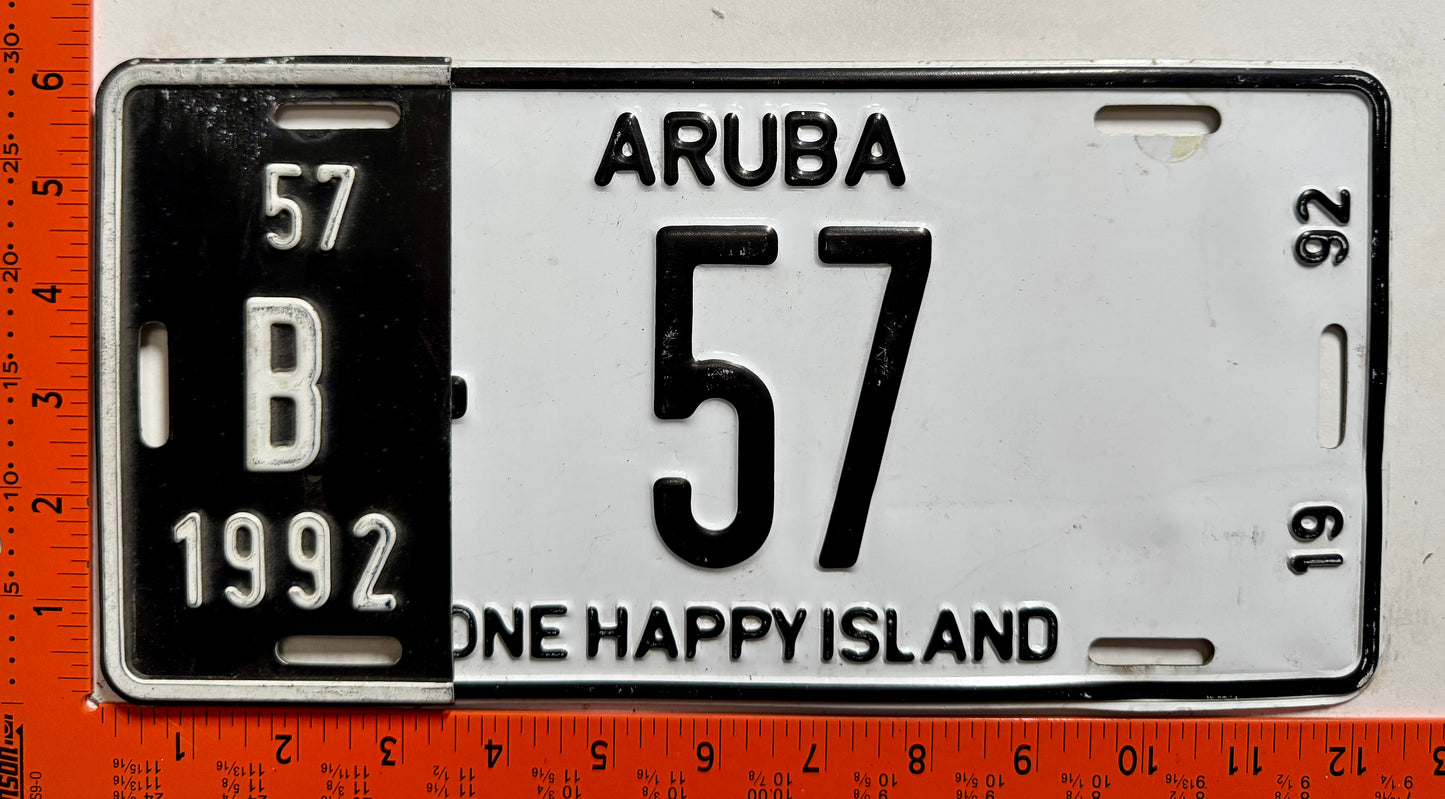 1992 Aruba #B-57 Bus License Plate