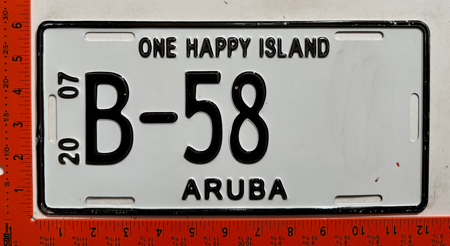2007 Aruba #B-58 Bus License Plate