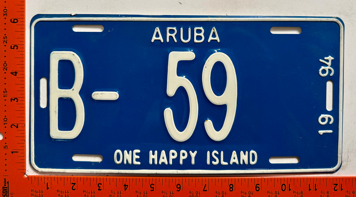 1994 Aruba #B-59 Bus License Plate