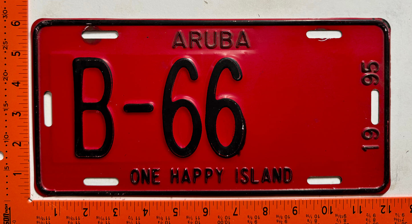 1995 Aruba #B-66 Bus License Plate