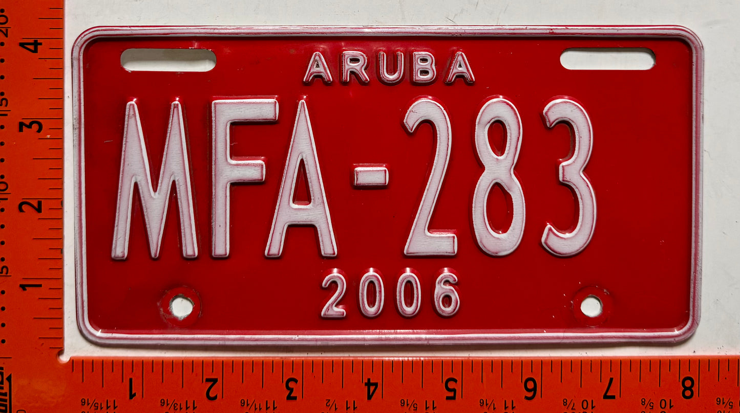 2006 Aruba #MFA-283 Motorcycle License Plate
