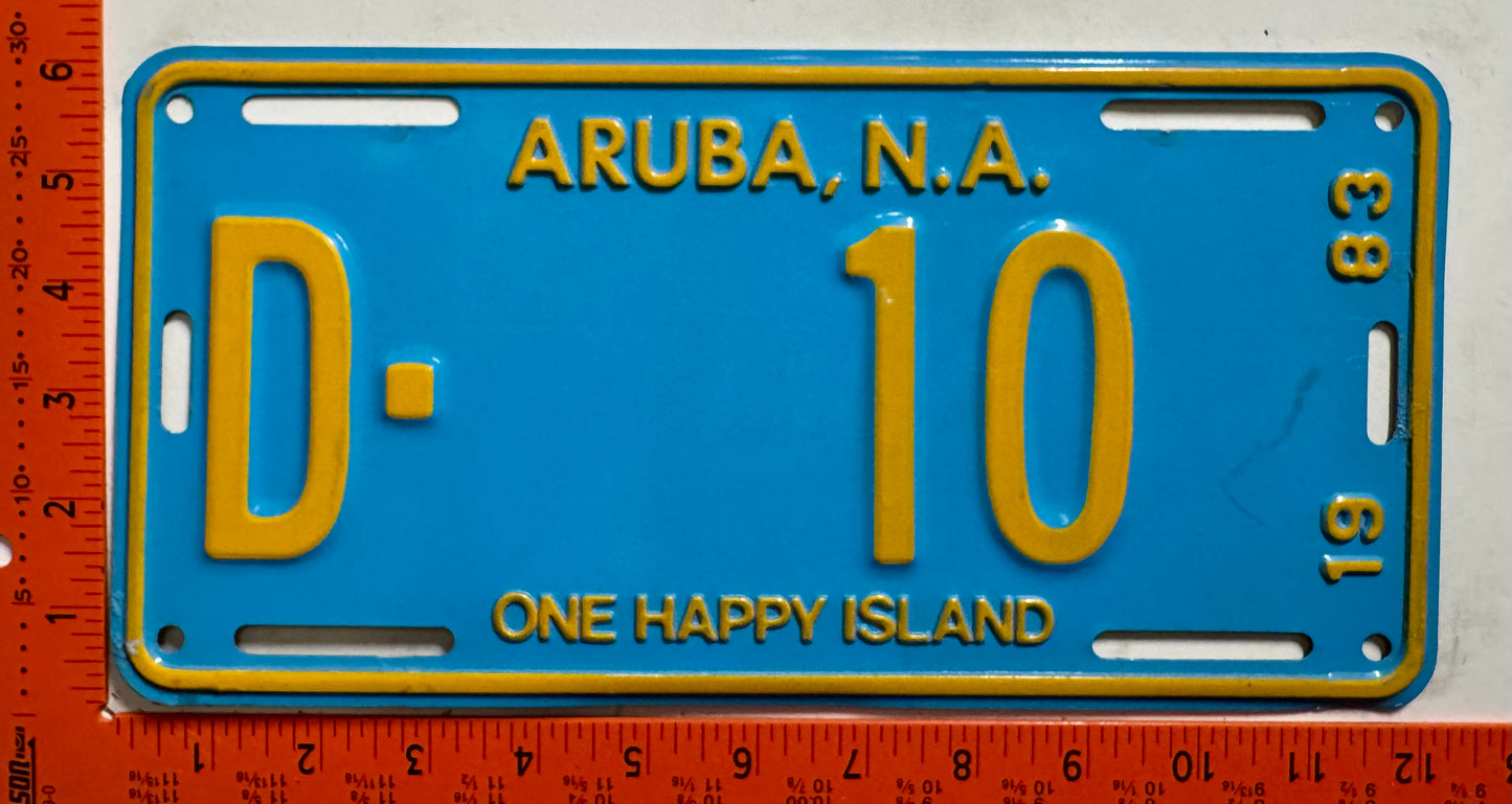 1983 Aruba #D-10 Government License Plate