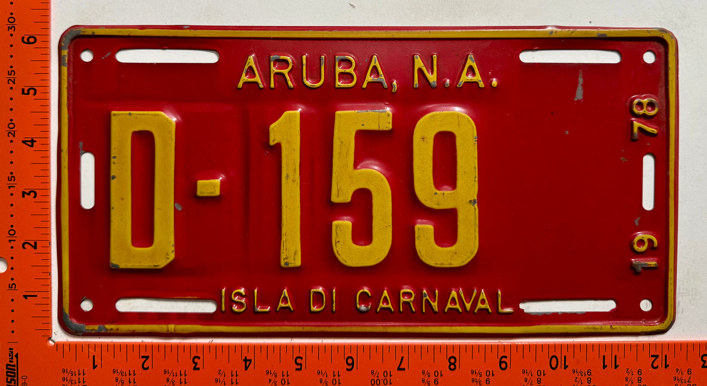 1978 Aruba #D-159 Government License Plate