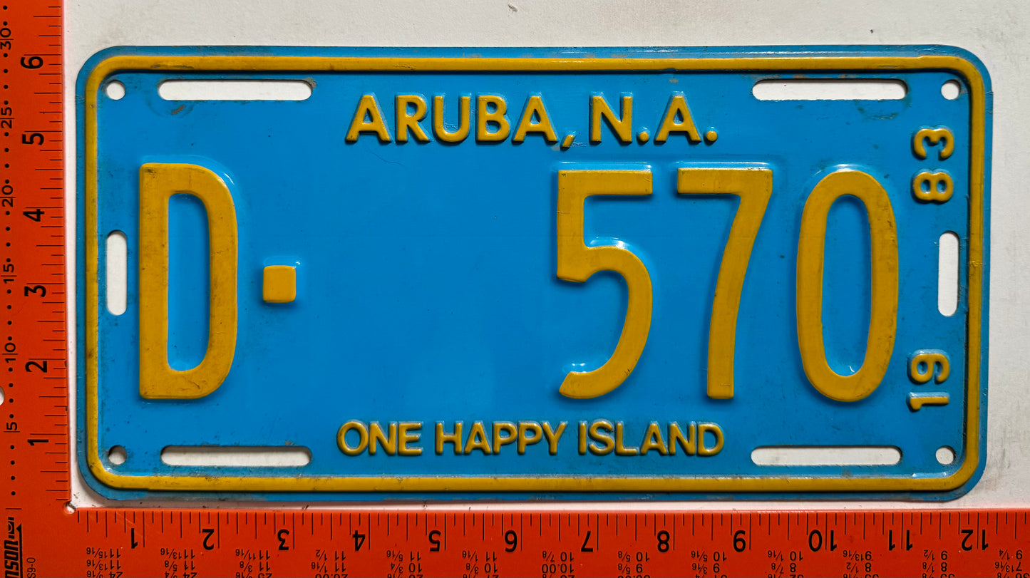 1983 Aruba #D-570 Government License Plate
