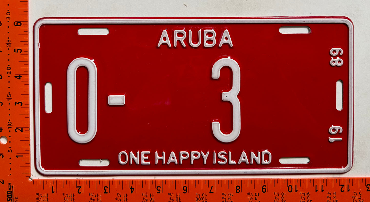 1989 Aruba #O-3 Limousine License Plate