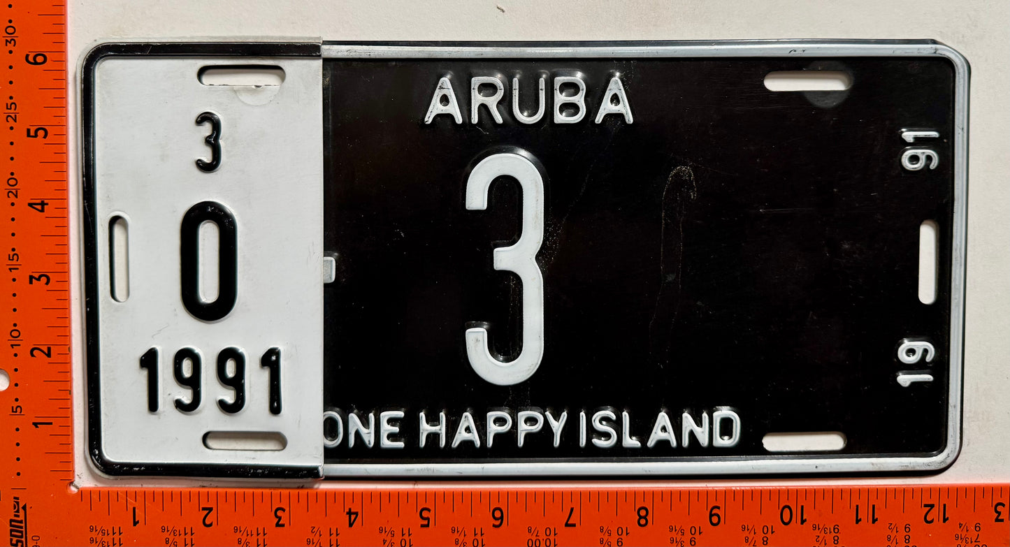 1991 Aruba #O-3 Limousine License Plate