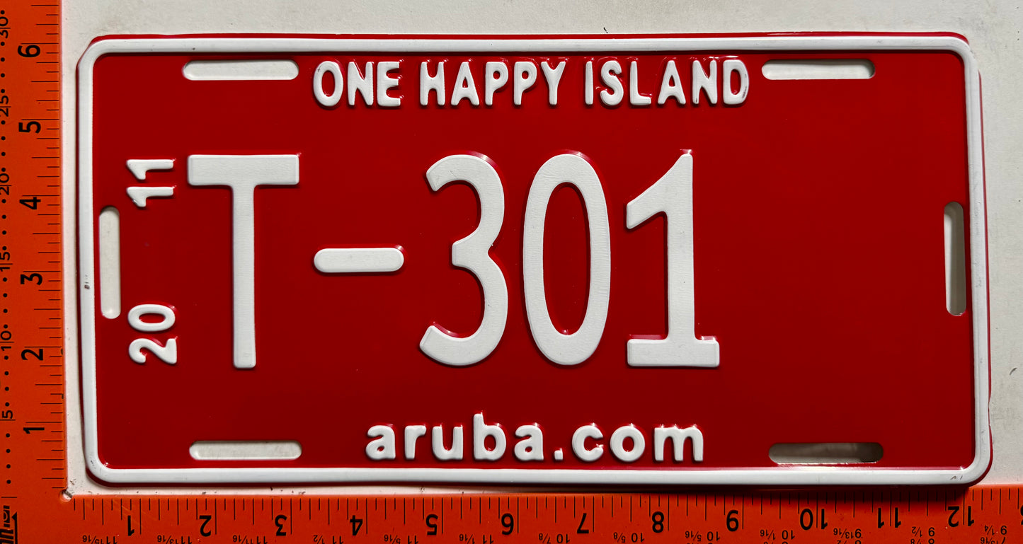 2011 Aruba #T-301 Tourist Vehicle License Plate