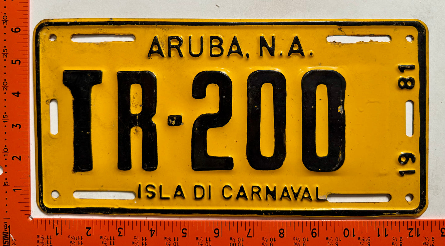 1981 Aruba #TR-200 Truck License Plate