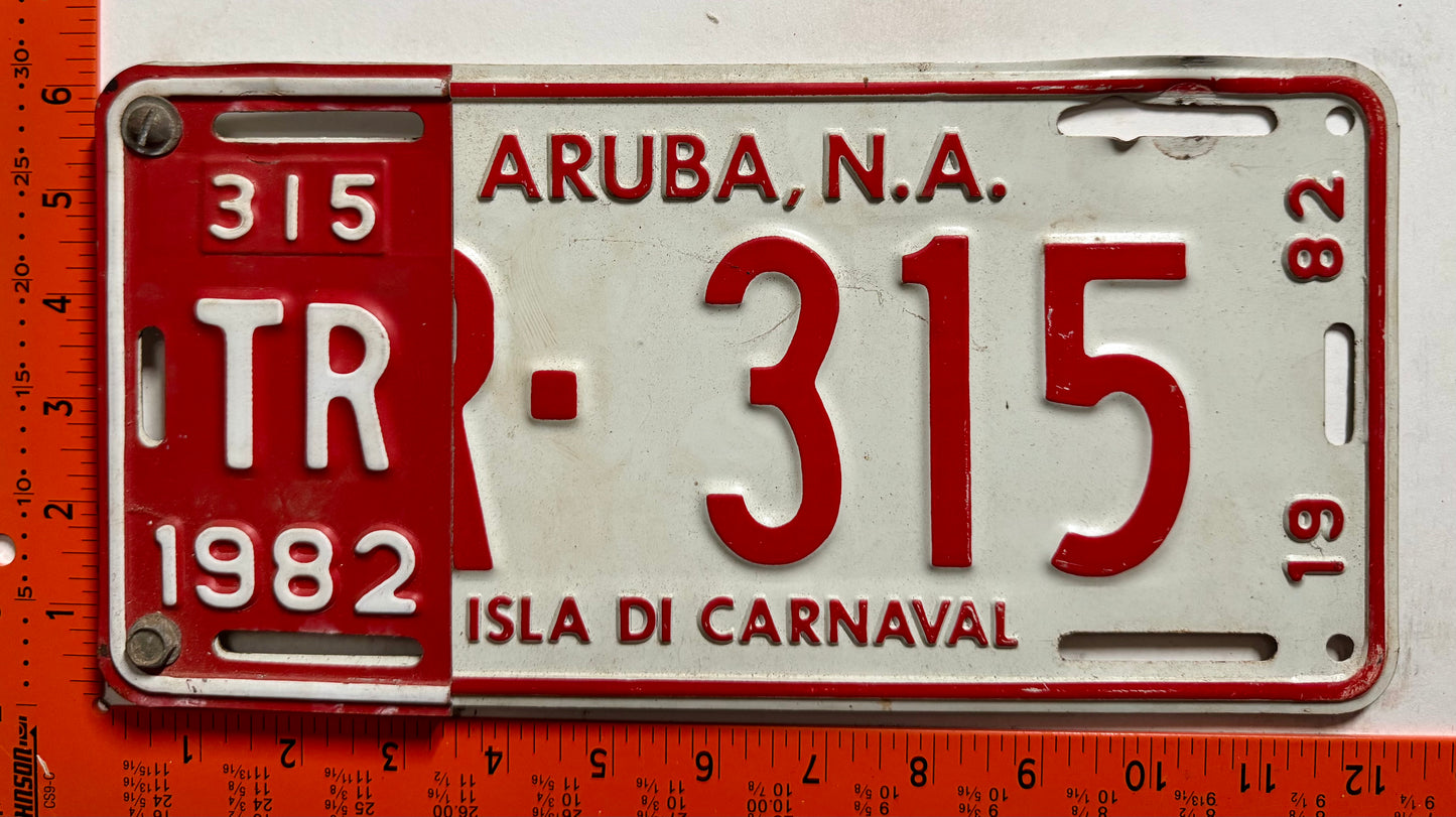1982 Aruba #TR-315 Truck License Plate
