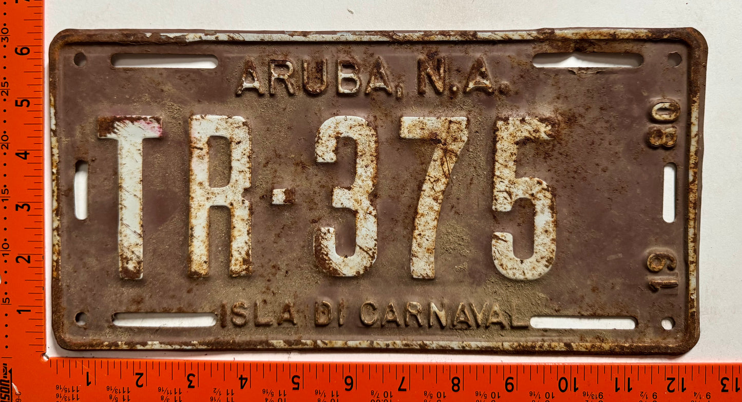 1980 Aruba #TR-375 Truck License Plate