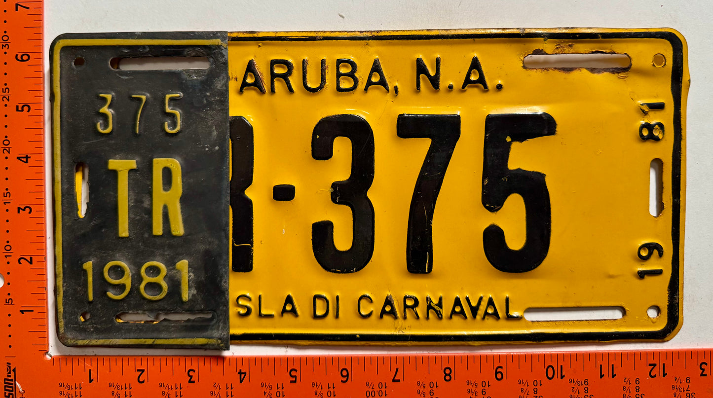 1981 Aruba #TR-375 Truck License Plate