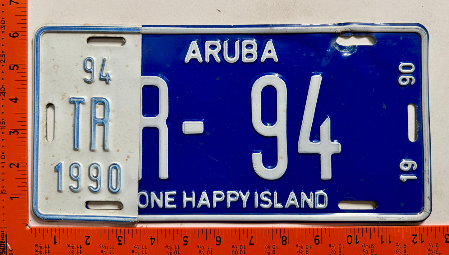1990 Aruba #TR-94 Truck License Plate