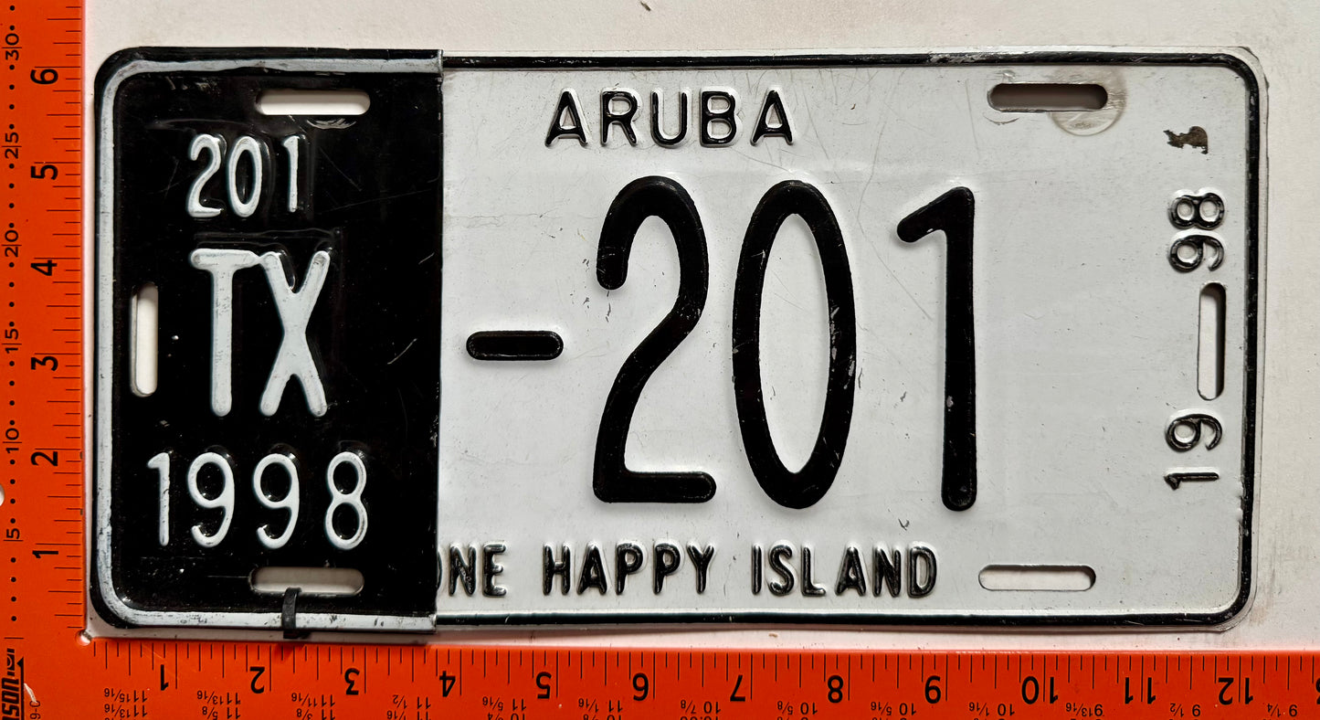1998 Aruba #TX-201 Taxi License Plate