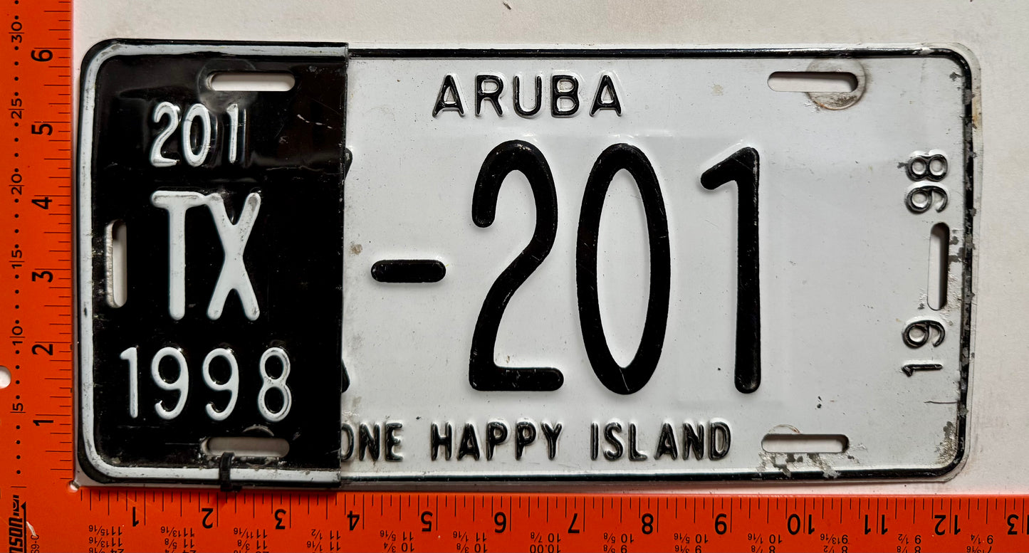 1998 Aruba #TX-201 Taxi License Plate