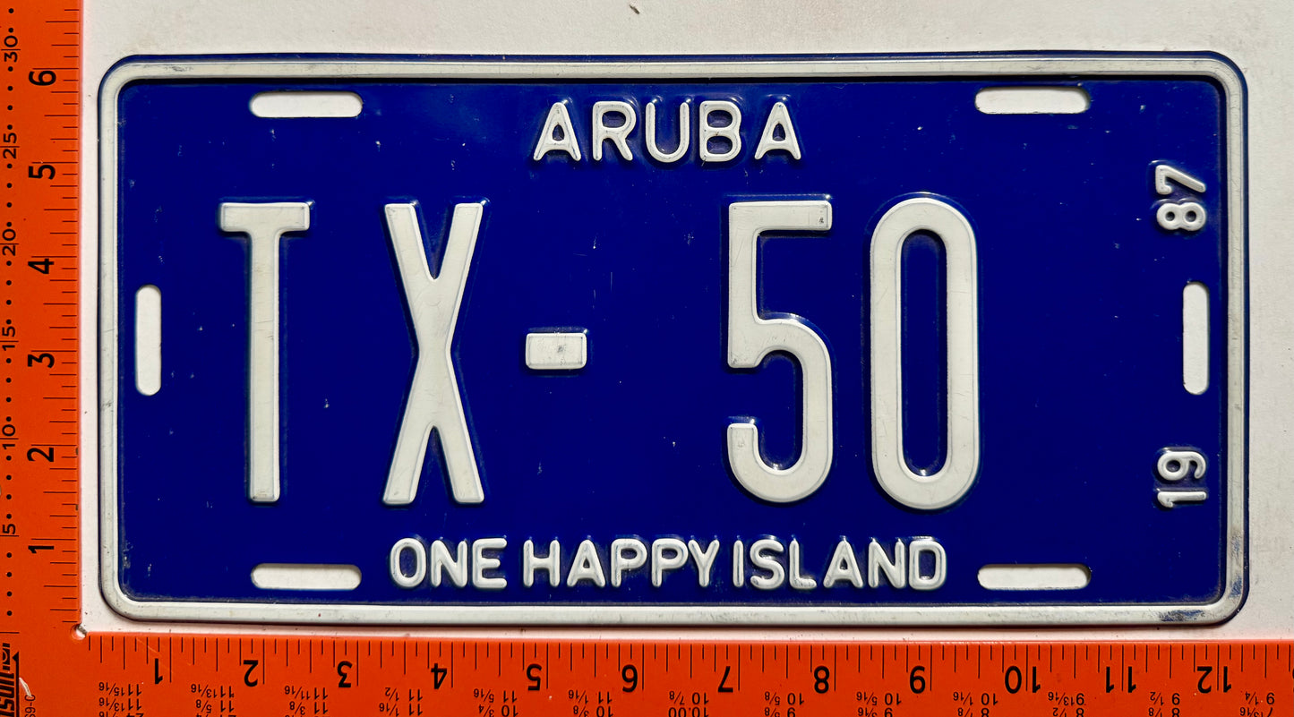 1987 Aruba #TX-50 Taxi License Plate