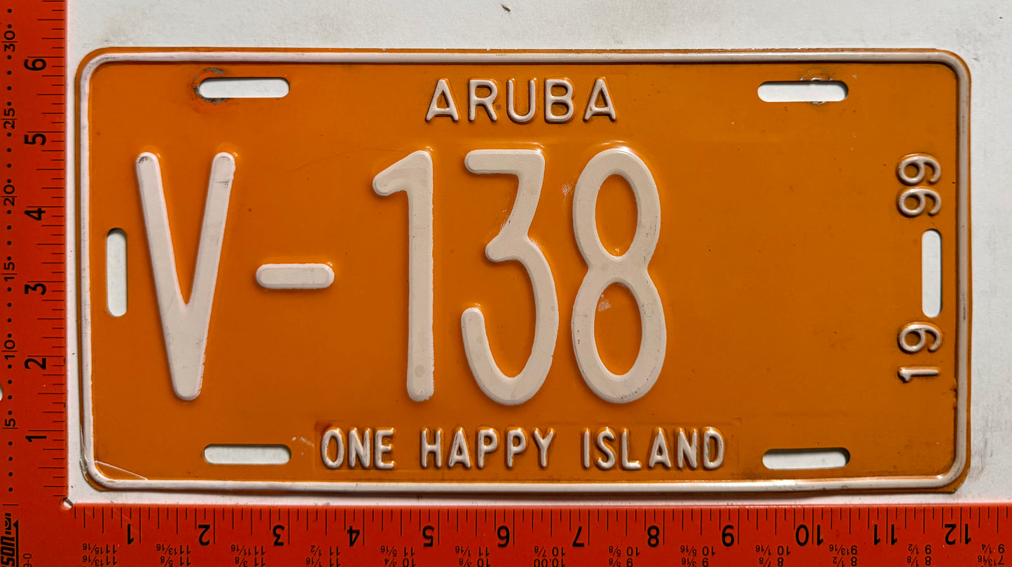 1999 Aruba #V-138 Rental License Plate