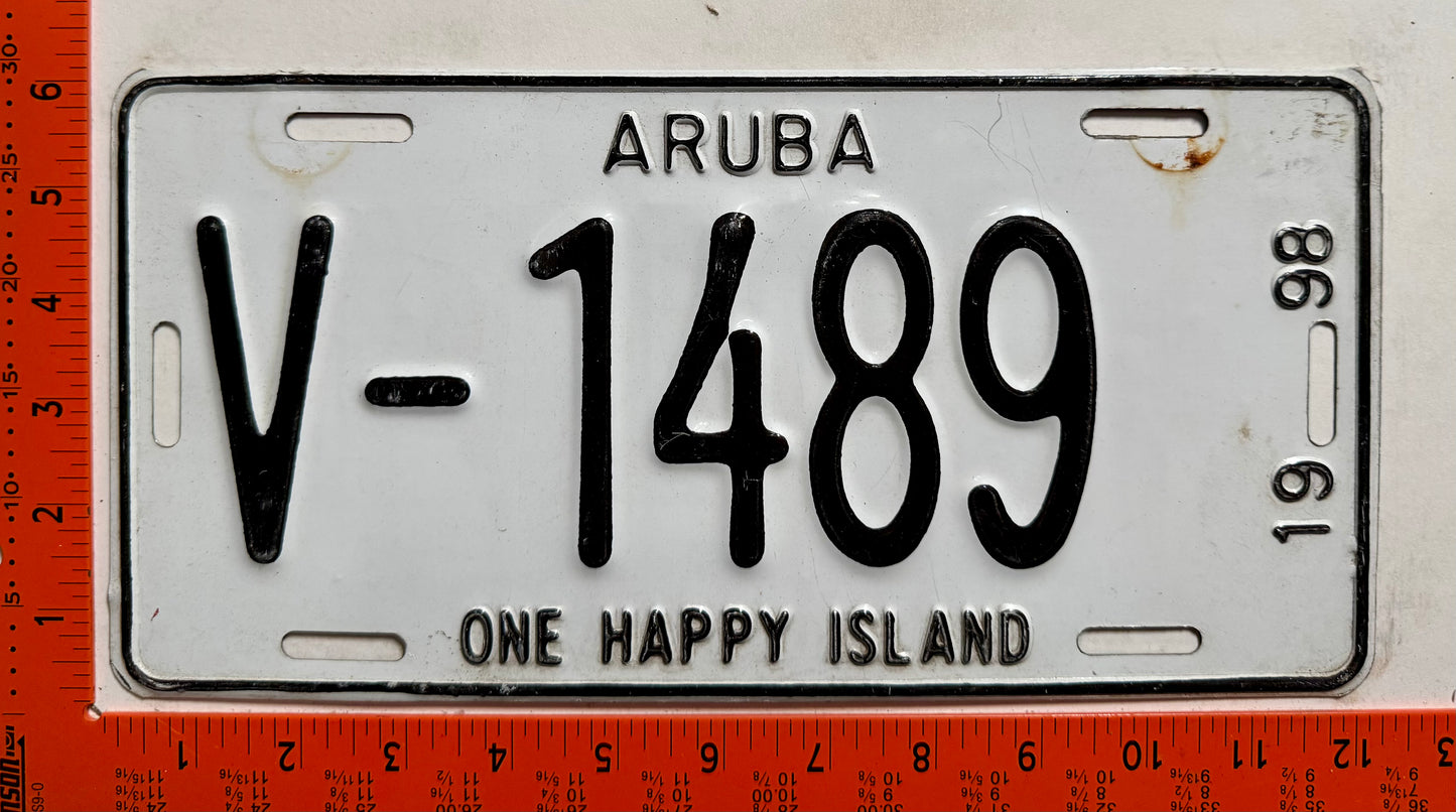 1998 Aruba #V-1489 Rental License Plate