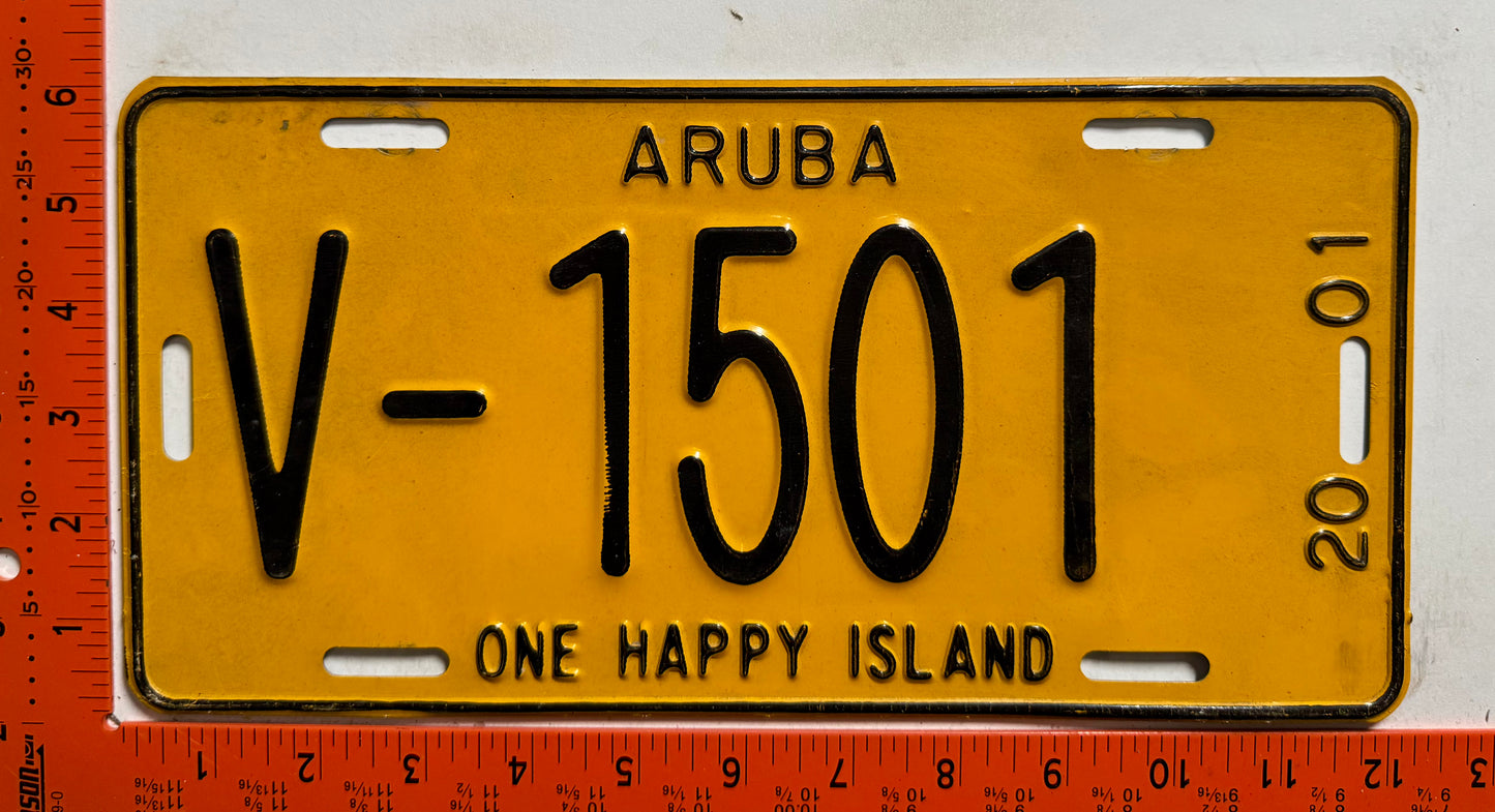 2001 Aruba #V-1501 Rental License Plate