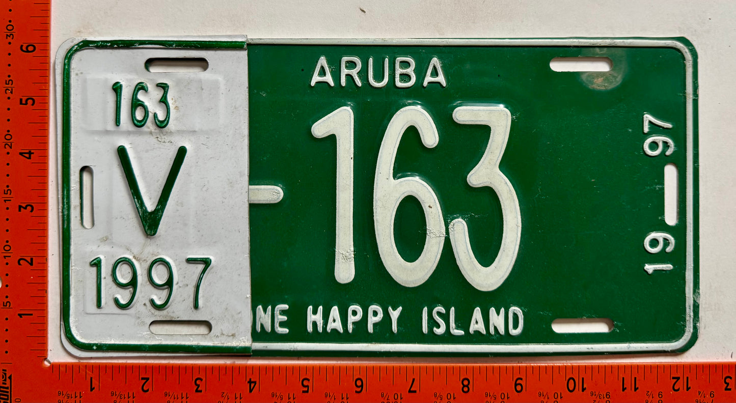 1997 Aruba #V-163 Rental License Plate