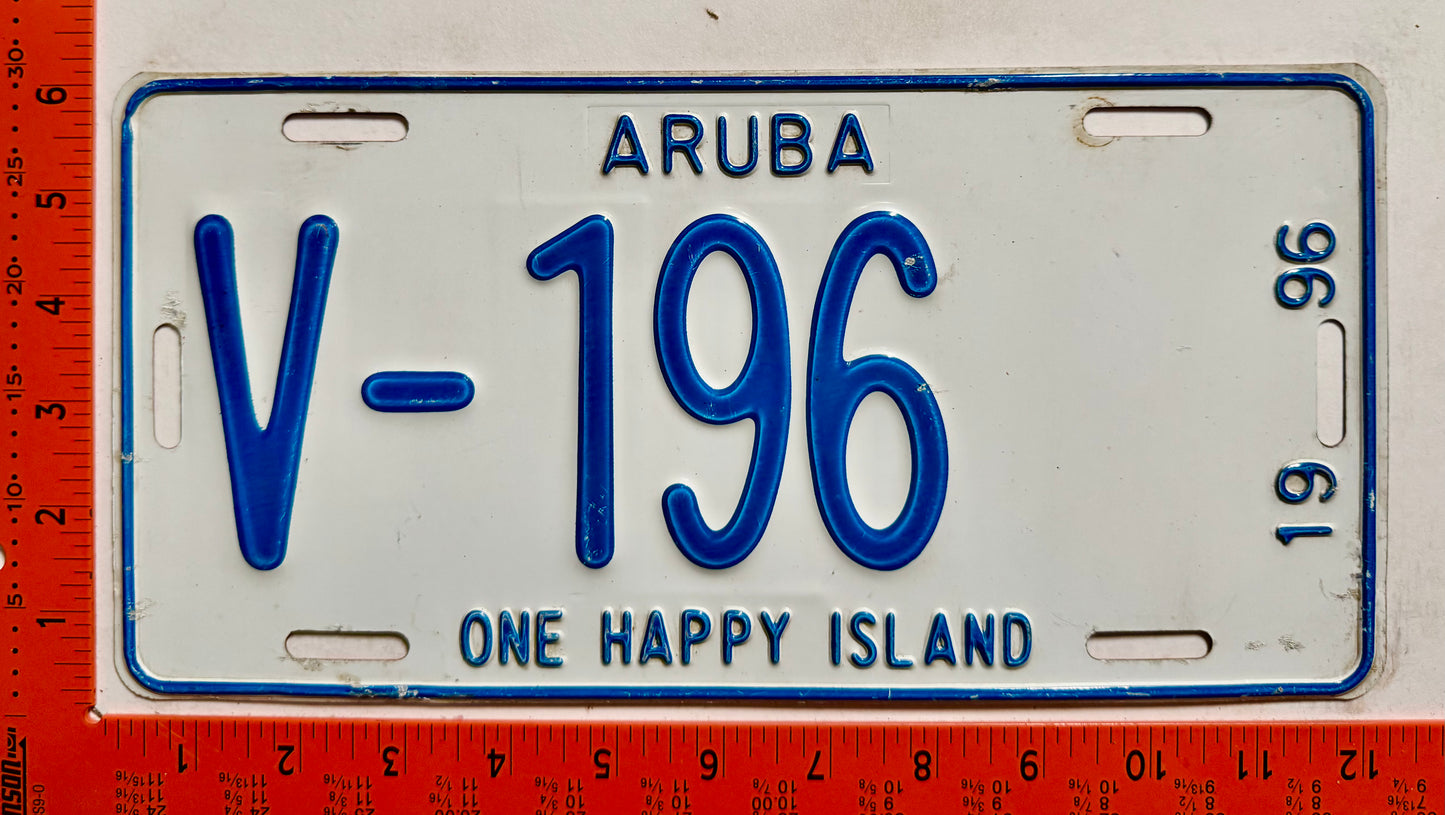 1996 Aruba #V-196 Rental License Plate