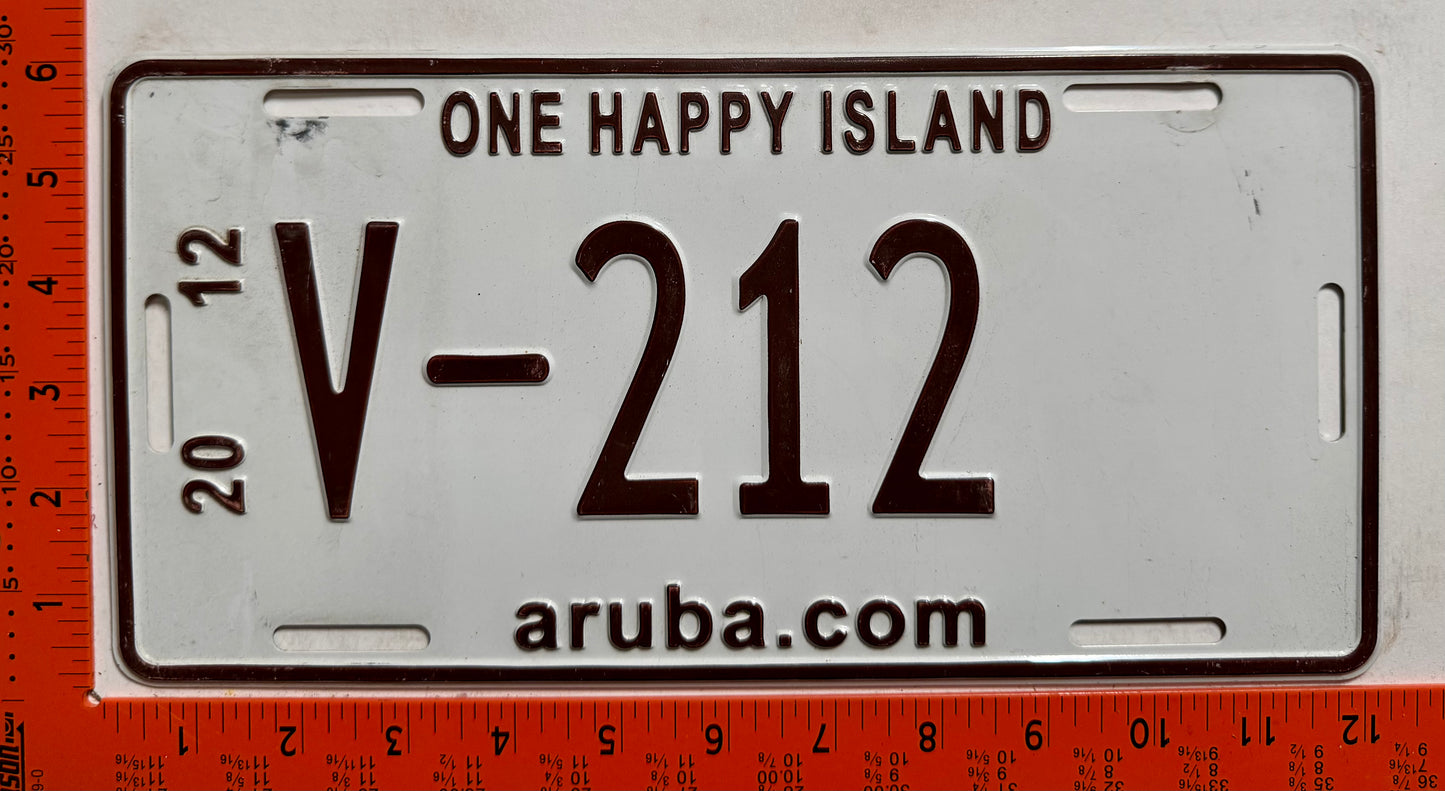 2012 Aruba #V-212 Rental License Plate