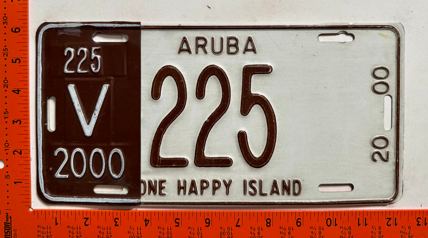 2000 Aruba #V-225 Rental License Plate