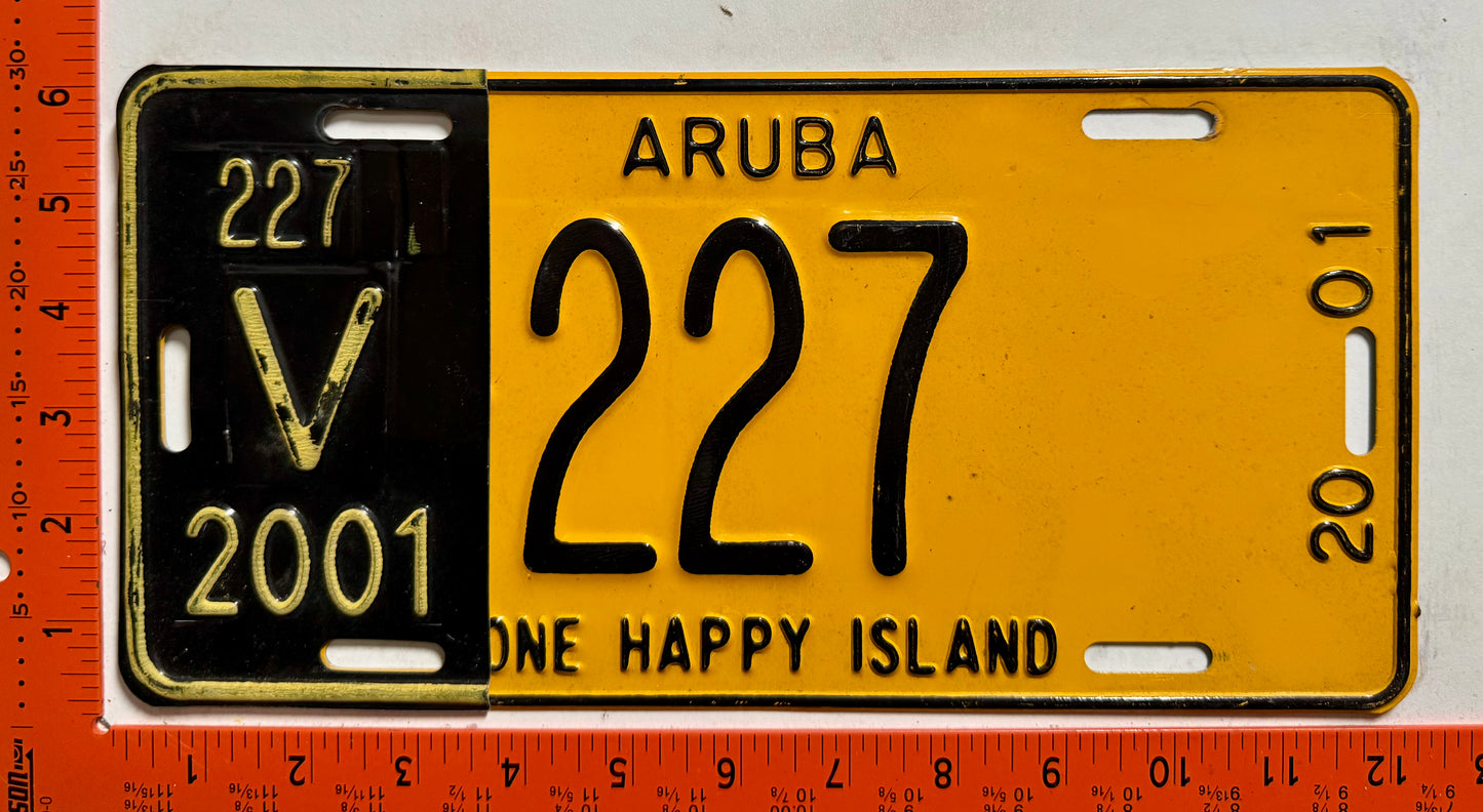 2001 Aruba #V-227 Rental License Plate