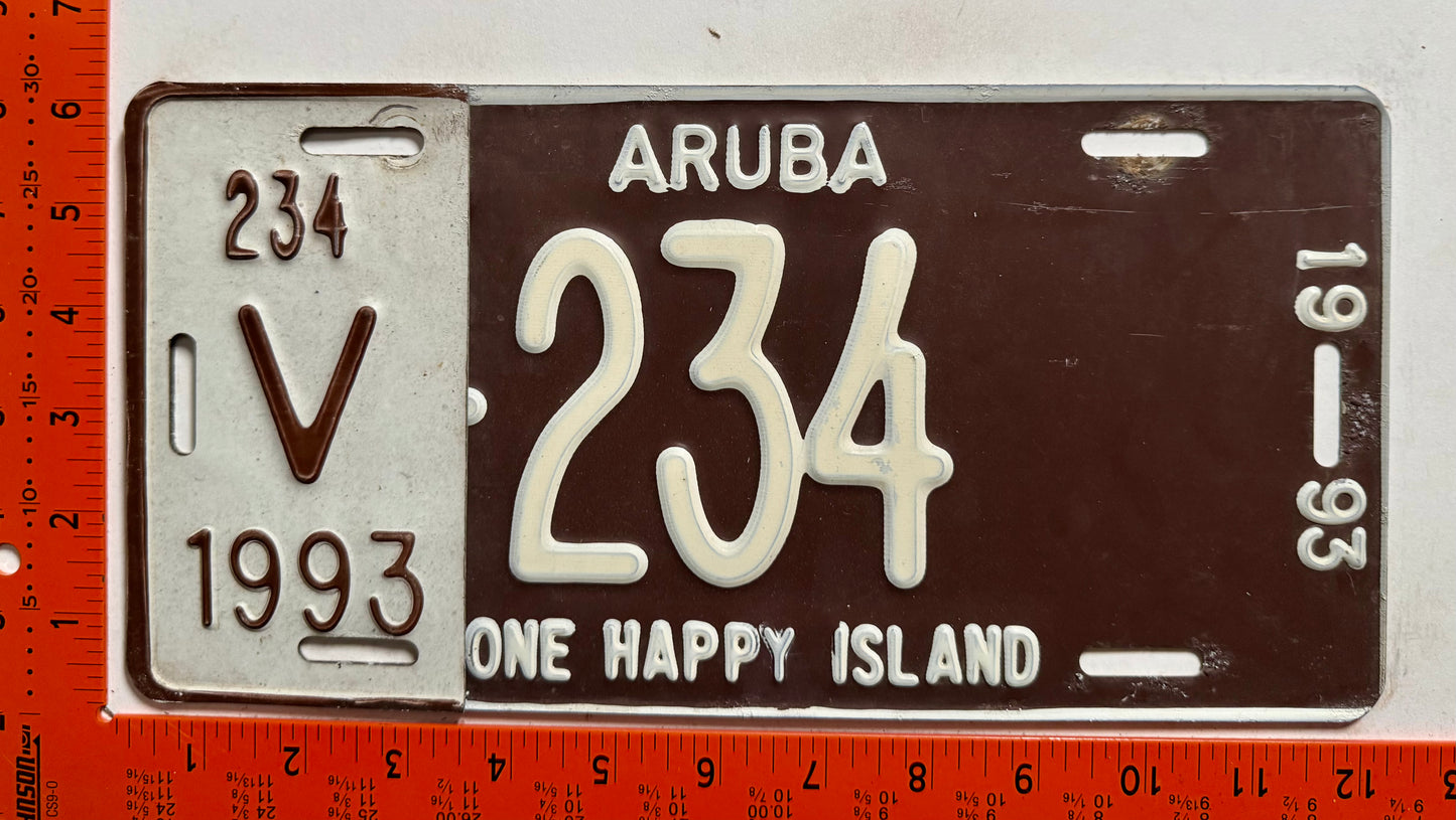 1993 Aruba #V-234 Rental License Plate