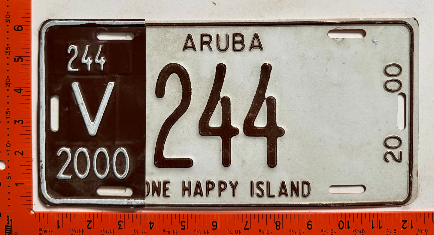 2000 Aruba #V-244 Rental License Plate