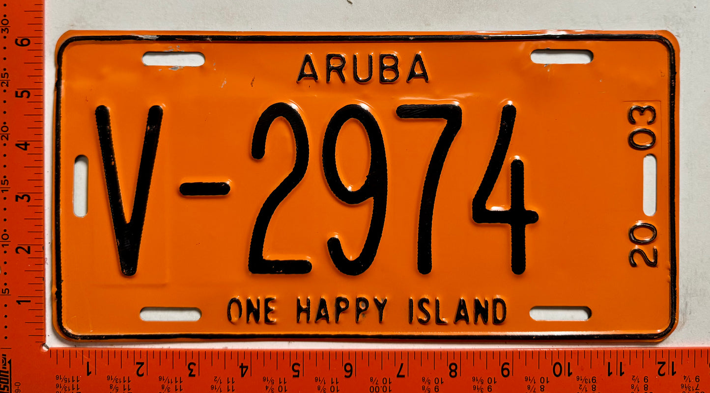 2003 Aruba #V-2974 Rental License Plate
