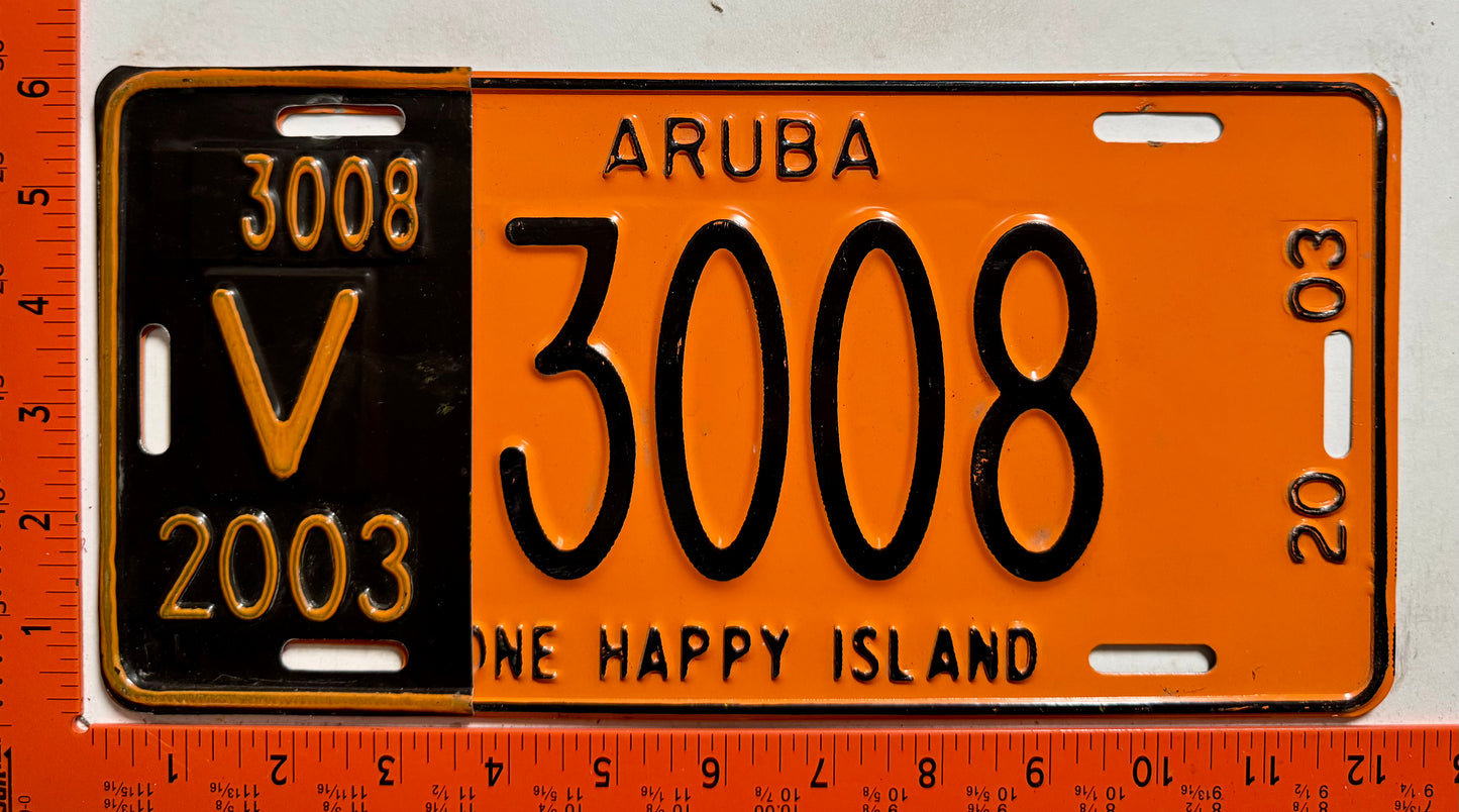2003 Aruba #V-3008 Rental License Plate