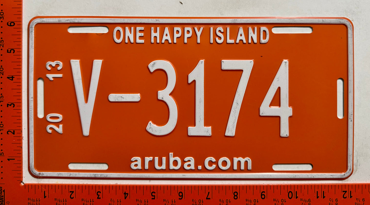 2013 Aruba #V-3174 Rental License Plate