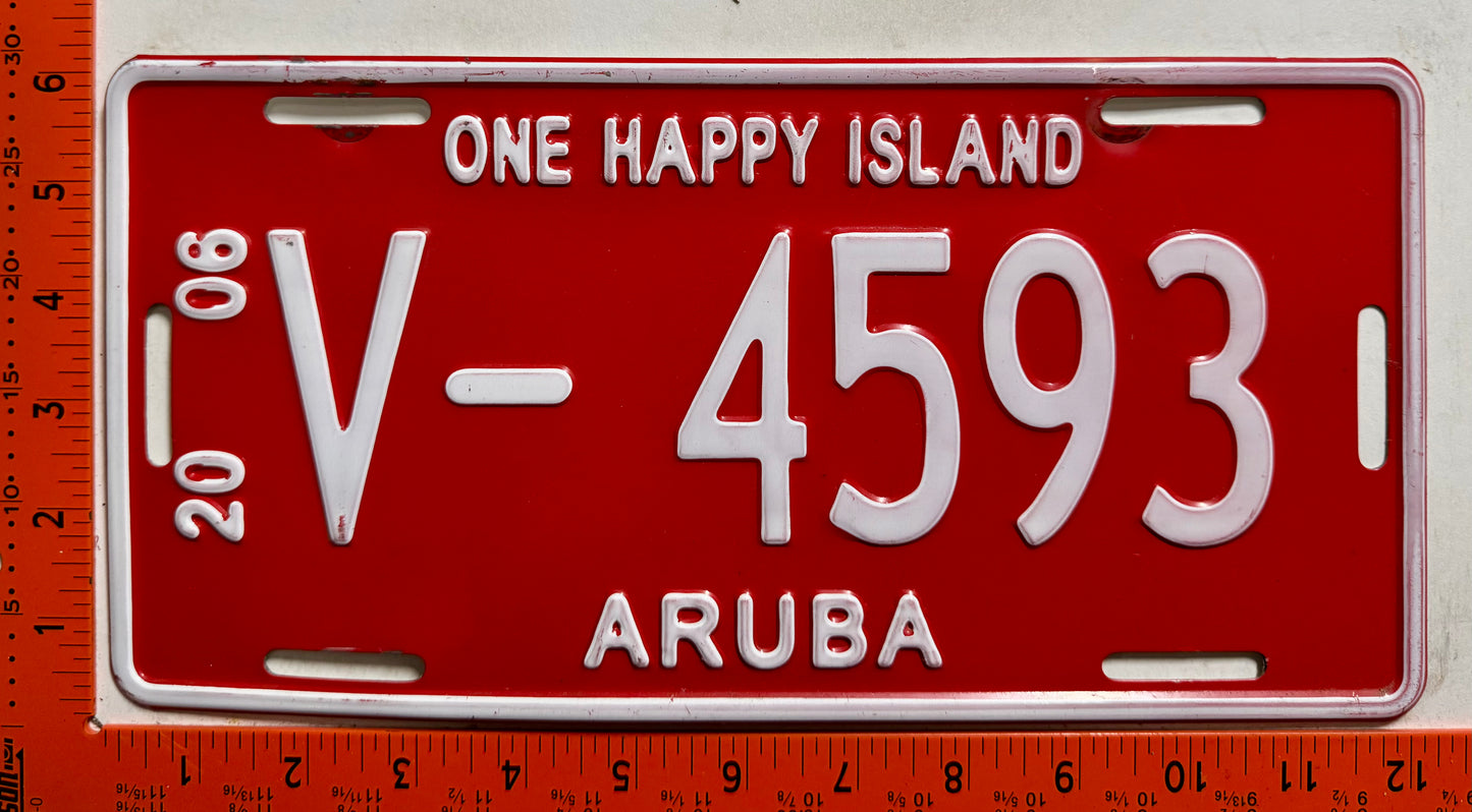 2006 Aruba #V-4593 Rental License Plate