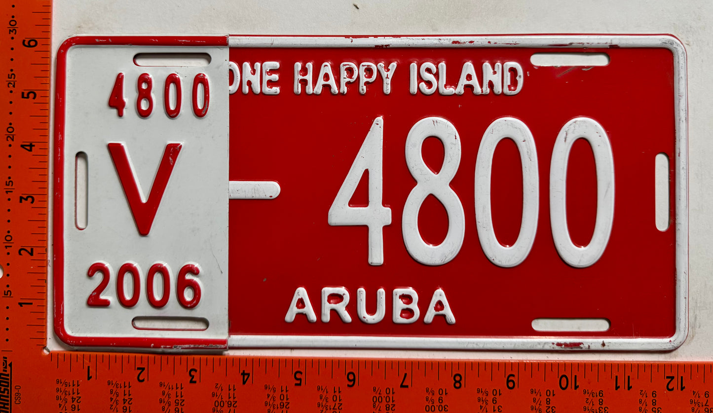2006 Aruba #V-4800 Rental License Plate