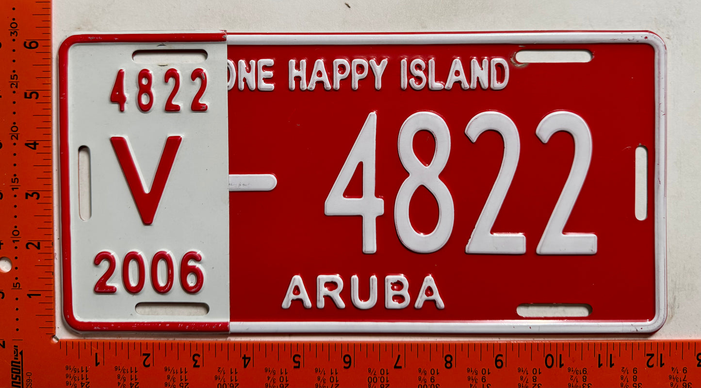 2006 Aruba #V-4822 Rental License Plate