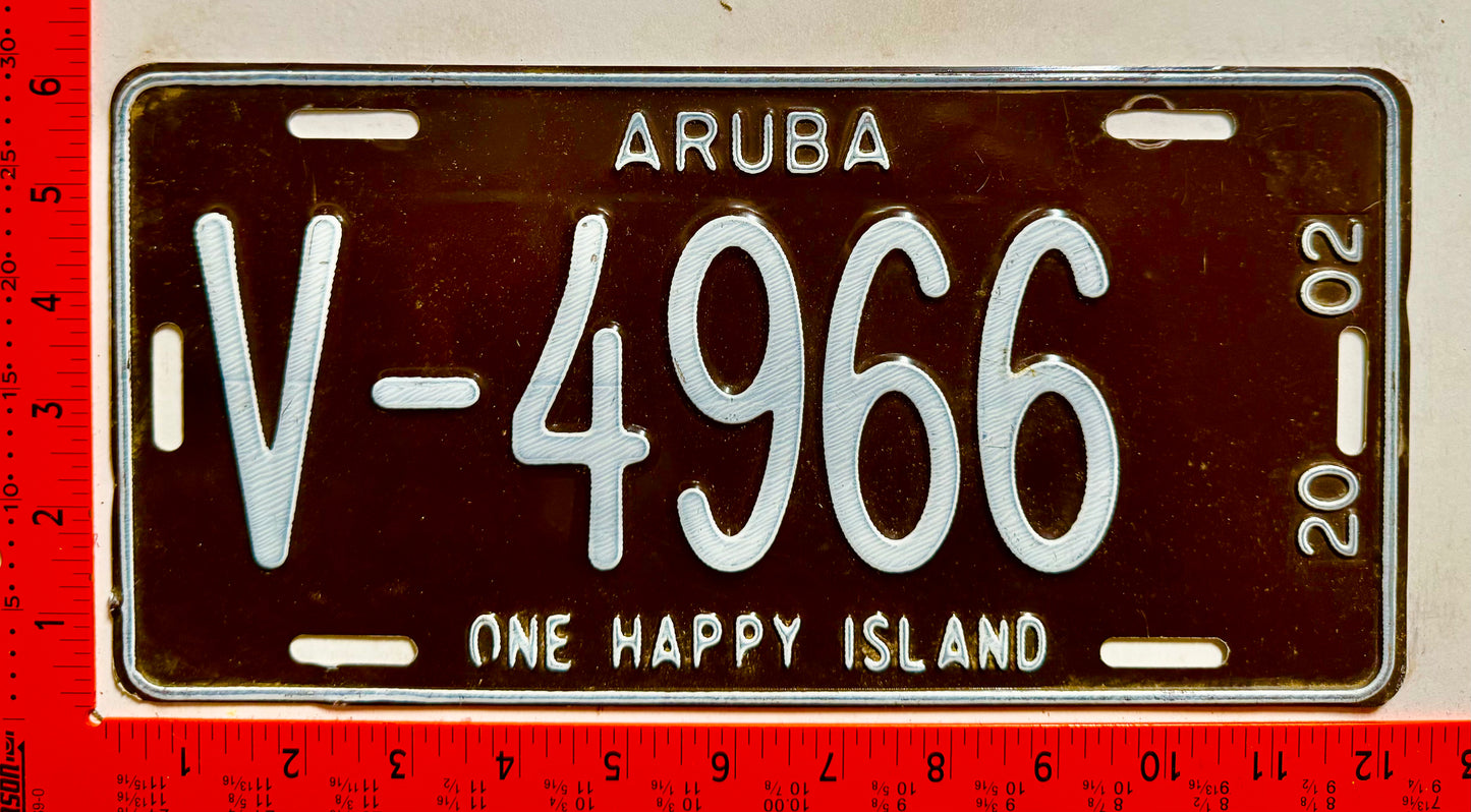 2002 Aruba #V-4966 Rental License Plate