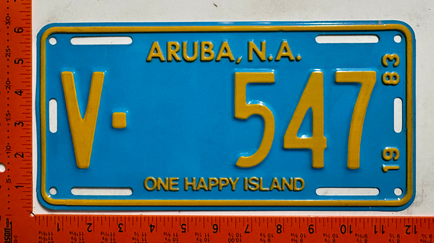1983 Aruba #V-547 Rental License Plate