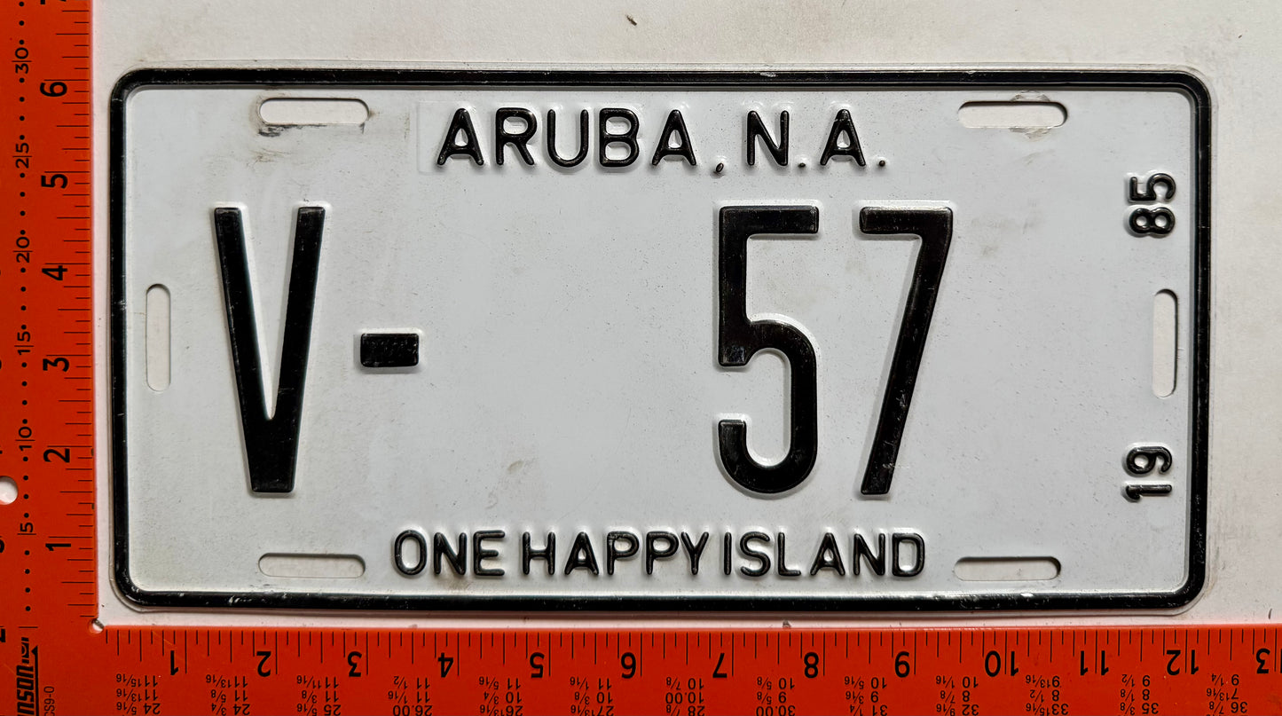 1985 Aruba #V-57 Rental License Plate