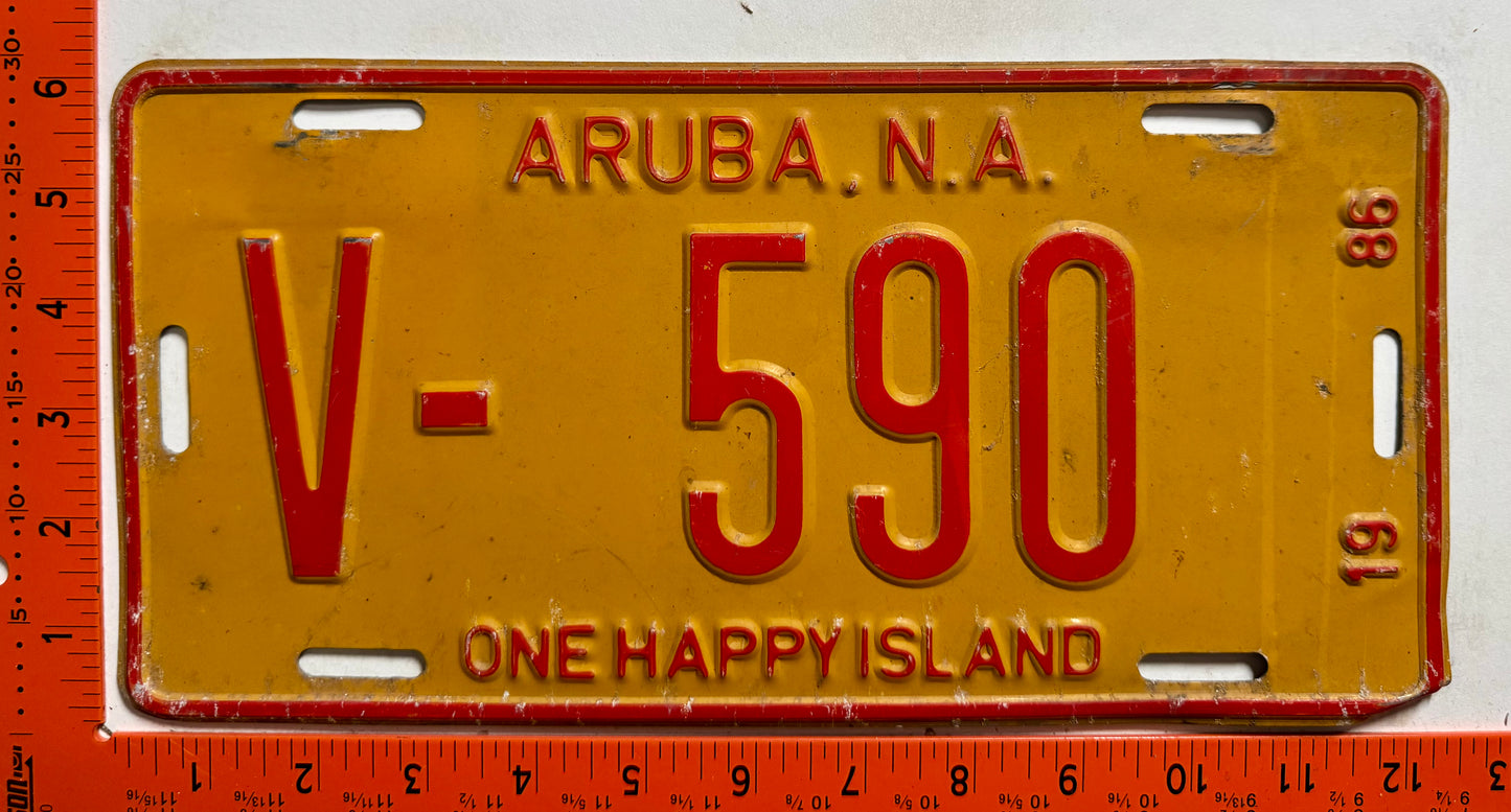1986 Aruba #V-290 Rental License Plate
