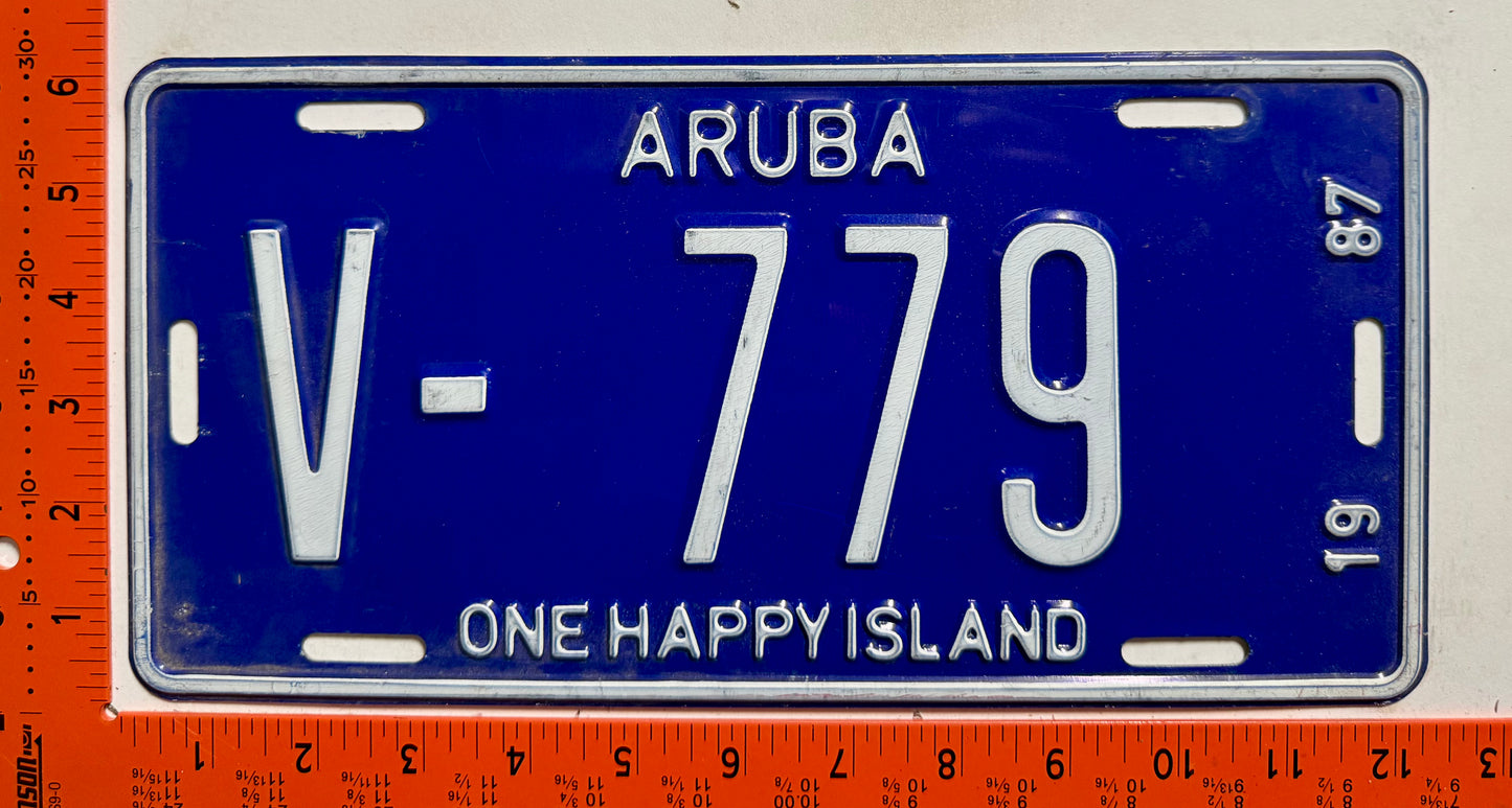 1987 Aruba #V-779 Rental License Plate