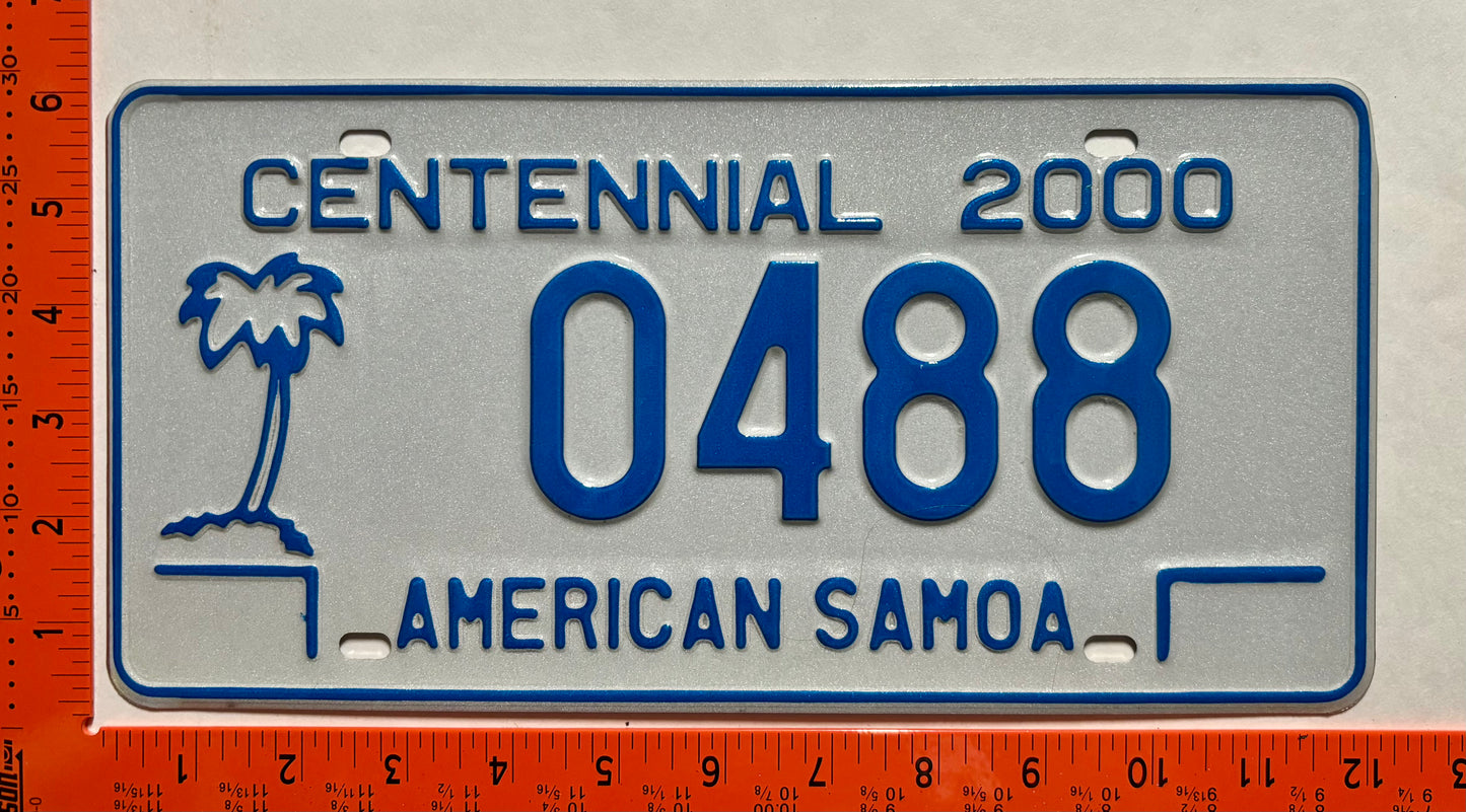2000 American Samoa #0488 Passenger License Plate
